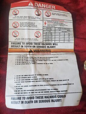 Warning Danger Replacement Vinyl Decal Skyjack 118277 New Unused